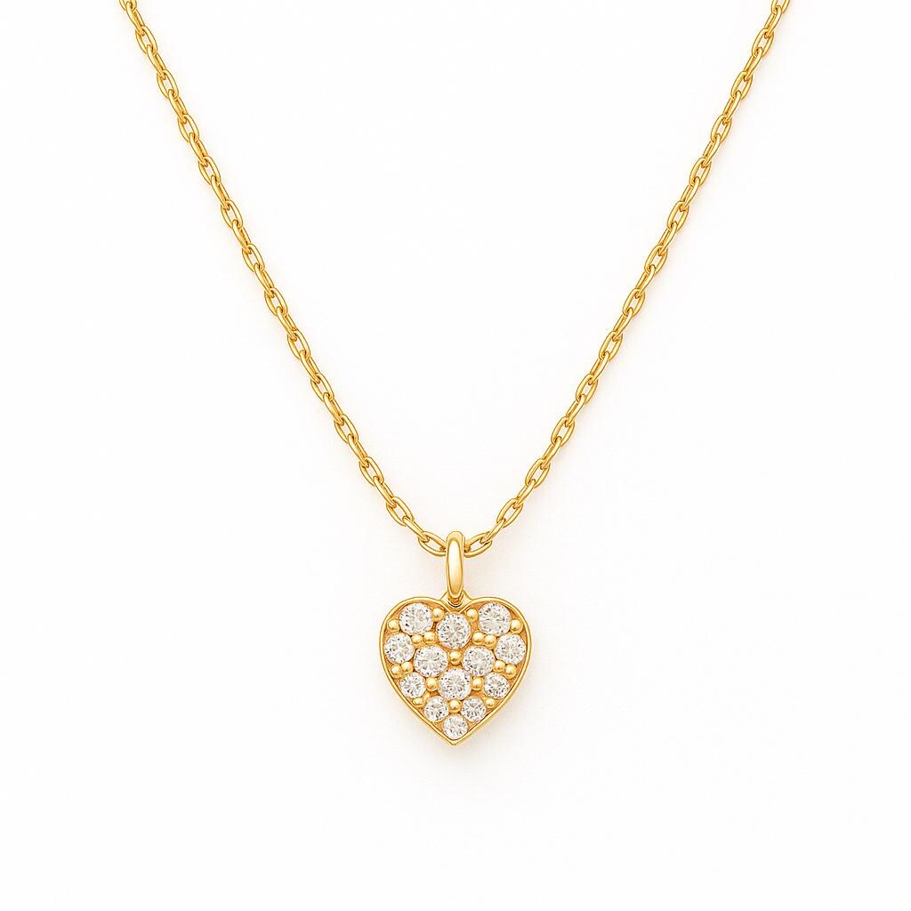 Delicate 14k Gold Heart Pendant Necklace – Tiny CZ Charm on 14K Plated Chain | Minimalist Everyday Jewelry | Anti-Tarnish, Gift-Ready