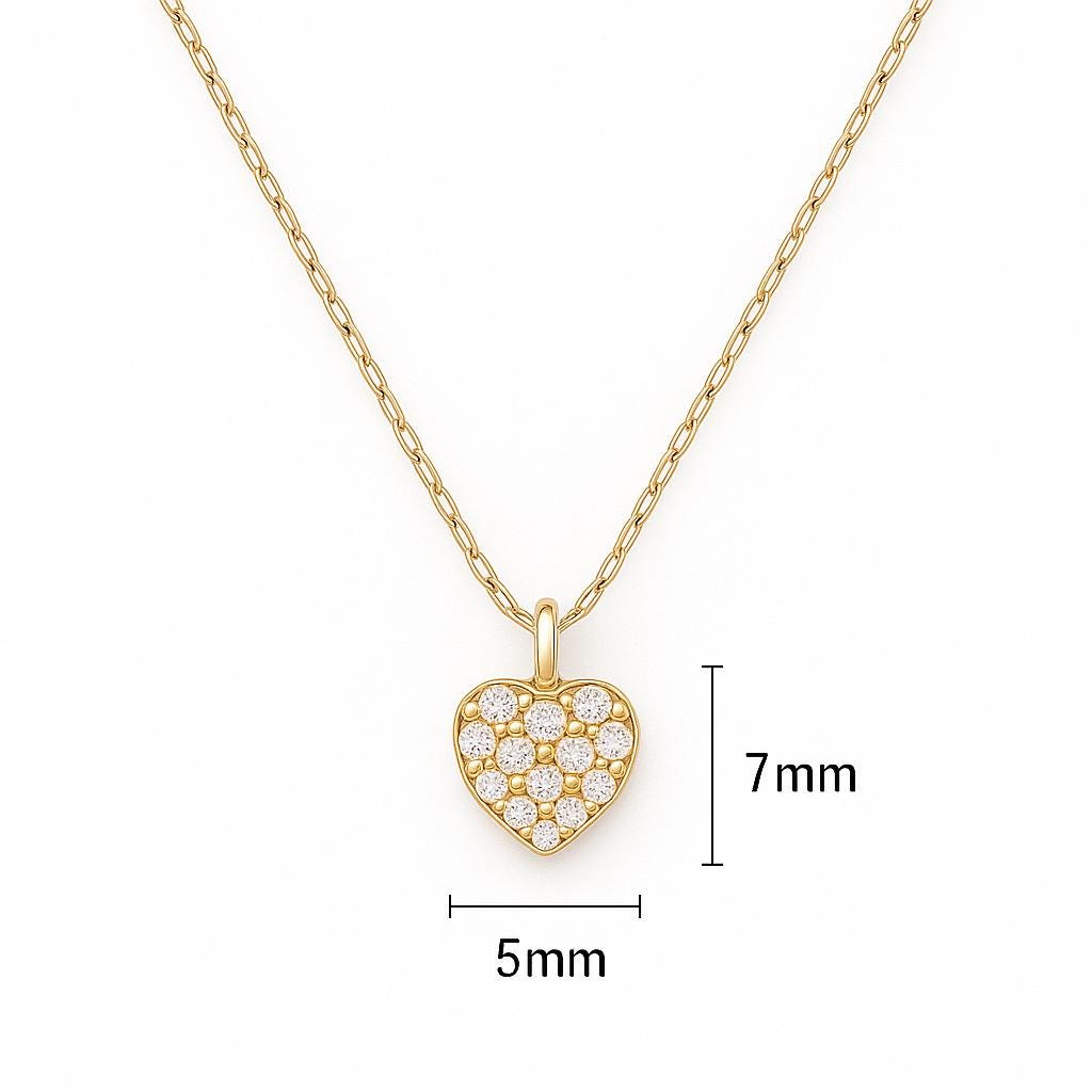 Delicate 14k Gold Heart Pendant Necklace – Tiny CZ Charm on 14K Plated Chain | Minimalist Everyday Jewelry | Anti-Tarnish, Gift-Ready