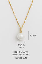 Gold Pearl Pendant Necklace – Elegant Bridal & Bridesmaid Gift, 8mm or 10mm Imitation Pearl Women, Gift for Her
