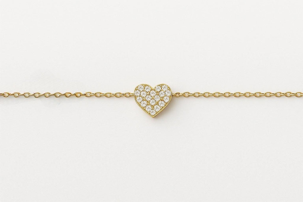 Dainty Heart Pendant Necklace with Cubic Zirconia, 14k Gold Plated, Gold & Silver Options, Minimalist Jewelry Gift for Her