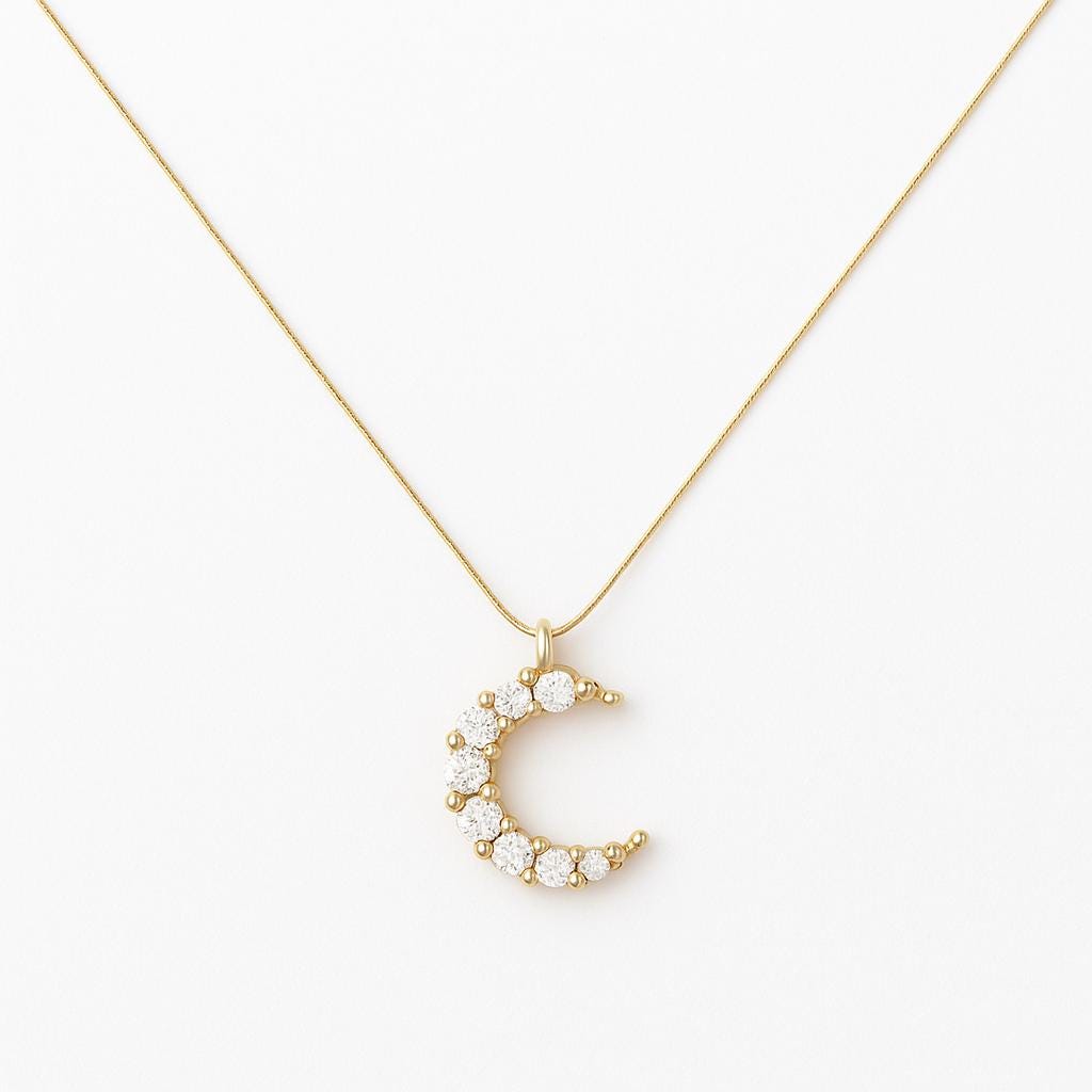 Layered Moon & Star Necklace Set – Dainty Gold Chain with Crystals – Gold Moon and Star Pendants with Crystals – Elegant Everyday Jewelry uk