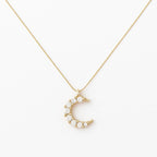 Gold Crescent Moon Necklace – Dainty Celestial Pendant – 14k Gold plated 0.5mm chain – Moon Jewelry, Gift for Her, Delicate Layering Necklac