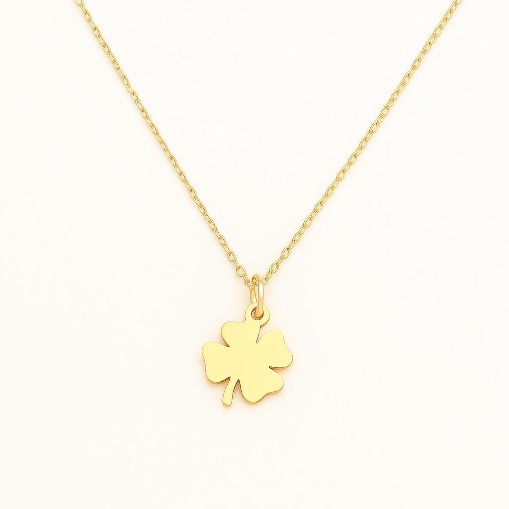 Dainty Four-Leaf Clover Necklace • 14k Gold Plated or Silver • Lucky Minimalist Charm • Adjustable 11-18" Chain • Gift-Ready Jewelry