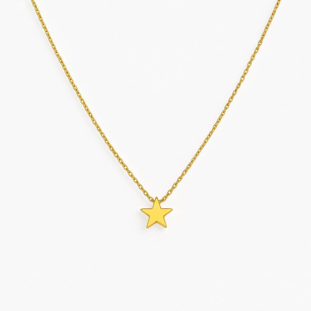 Minimalist Gold Star Necklace • Dainty Celestial Pendant • 14k Gold-Plated Star Charm • Everyday Necklace Gift for Her • Petite Jewelry for