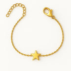 Minimalist Gold Star Bracelet | 14K Gold Plated Dainty Star Charm | Delicate Chain | Cable, Box, Thin Chain Options | Gift for Her