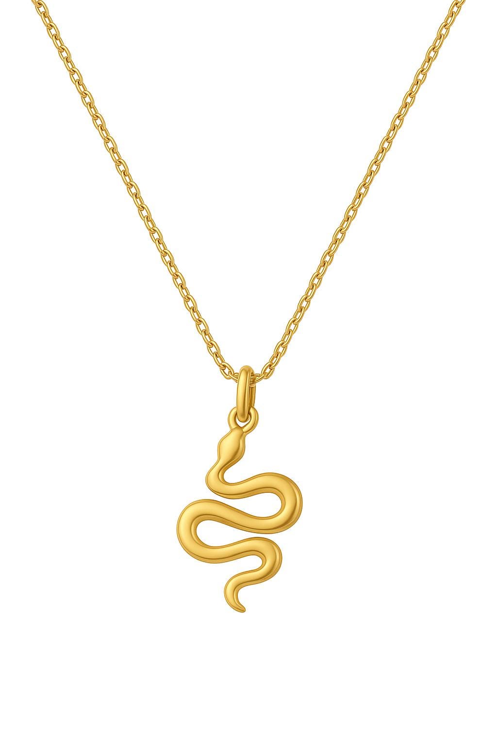 Gold Snake Pendant Necklace | 14k Gold Plated Stainless Steel | Minimalist Serpent Jewelry uk