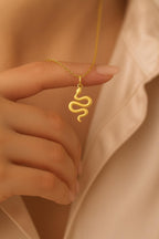 Gold Snake Pendant Necklace | 14k Gold Plated Stainless Steel | Minimalist Serpent Jewelry uk