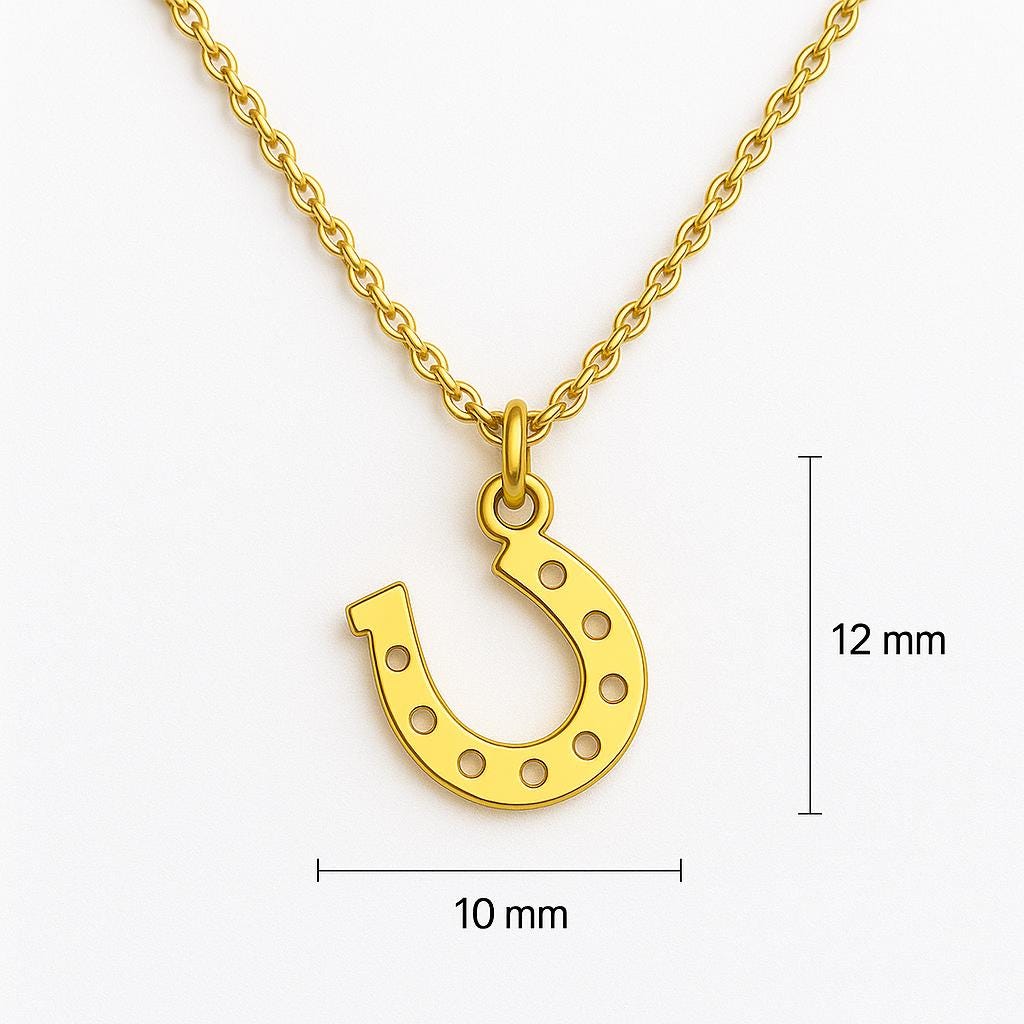 Lucky Horseshoe Pendant Necklace – 14K Gold or Silver Plated, Dainty Stainless Steel Jewelry, Good Luck Charm, Minimalist Gift for Her