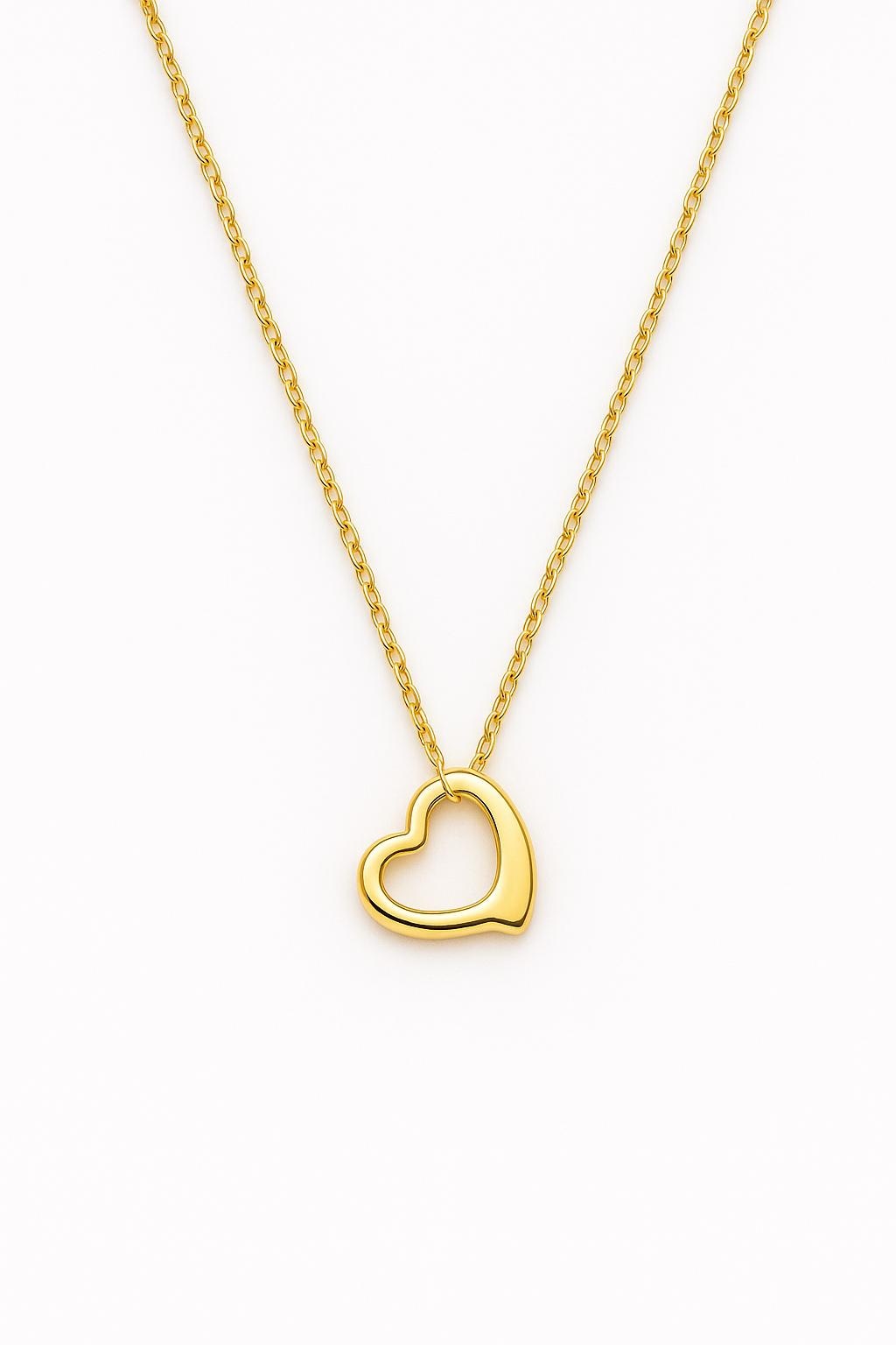Dainty Open Heart Gold Necklace | 14k Gold Plated Stainless Steel | Minimalist Heart Pendant | Layering Necklace | Gift for Her