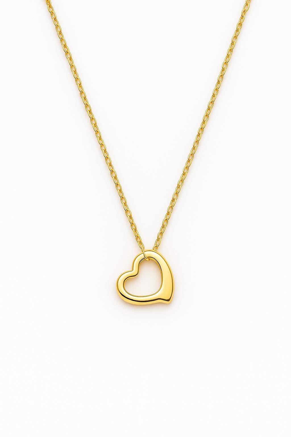 Two-Tone Heart Necklace: 14k Gold & Silver Pendant, Stainless Steel