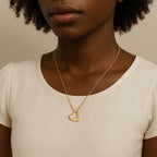 Two-Tone Heart Necklace: 14k Gold & Silver Pendant, Stainless Steel