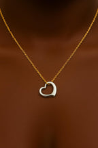 Two-Tone Heart Necklace: 14k Gold & Silver Pendant, Stainless Steel