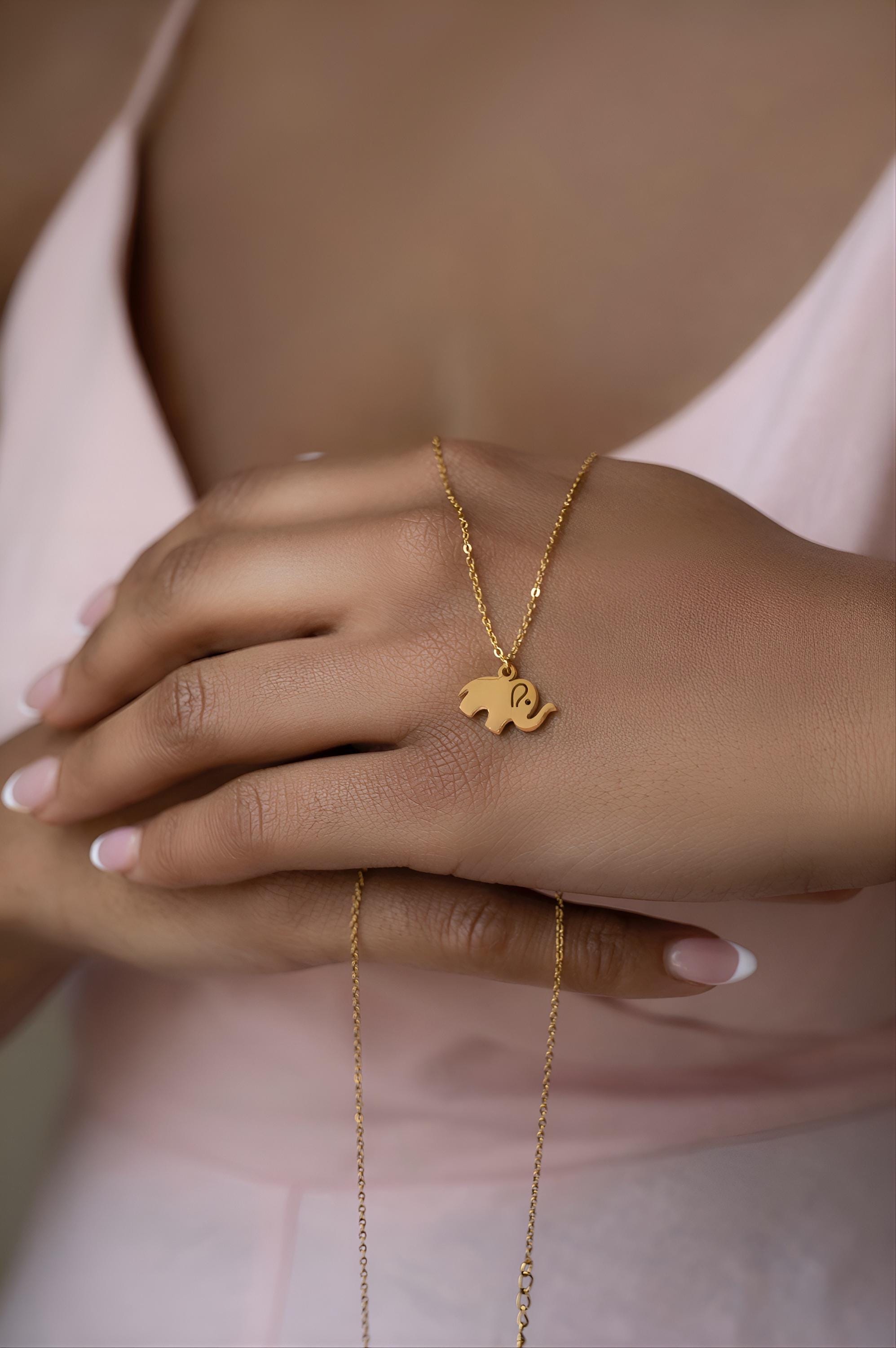 Gold & Silver Elephant Necklace – Delicate Elephant Pendant, Animal Jewelry, Minimalist Necklace, Lucky Charm, Gift for Her