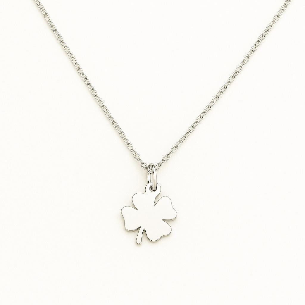 Dainty Four-Leaf Clover Necklace • 14k Gold Plated or Silver • Lucky Minimalist Charm • Adjustable 11-18" Chain • Gift-Ready Jewelry