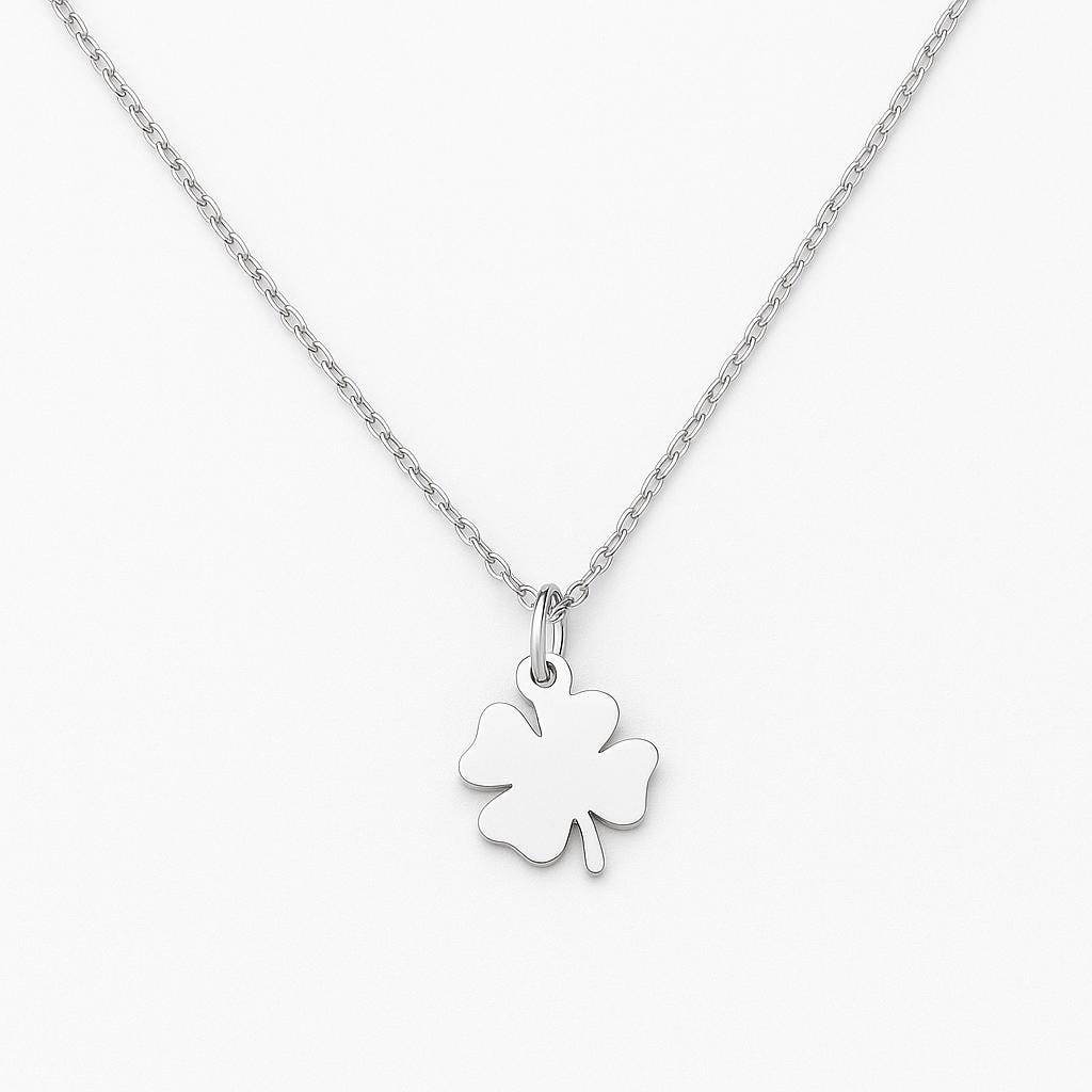 Lucky Clover Pendant Necklace: 14k Gold & Silver Shamrock Charm