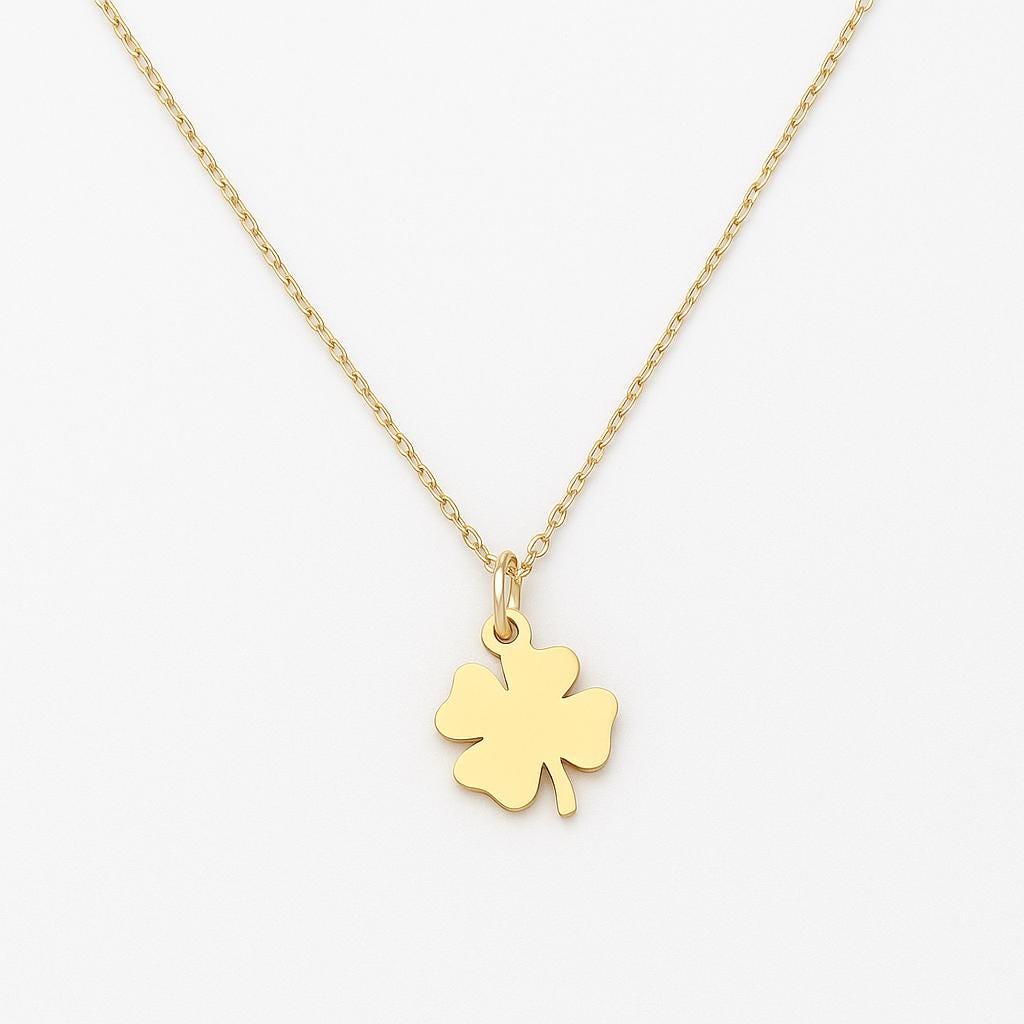 Lucky Clover Pendant Necklace: 14k Gold & Silver Shamrock Charm
