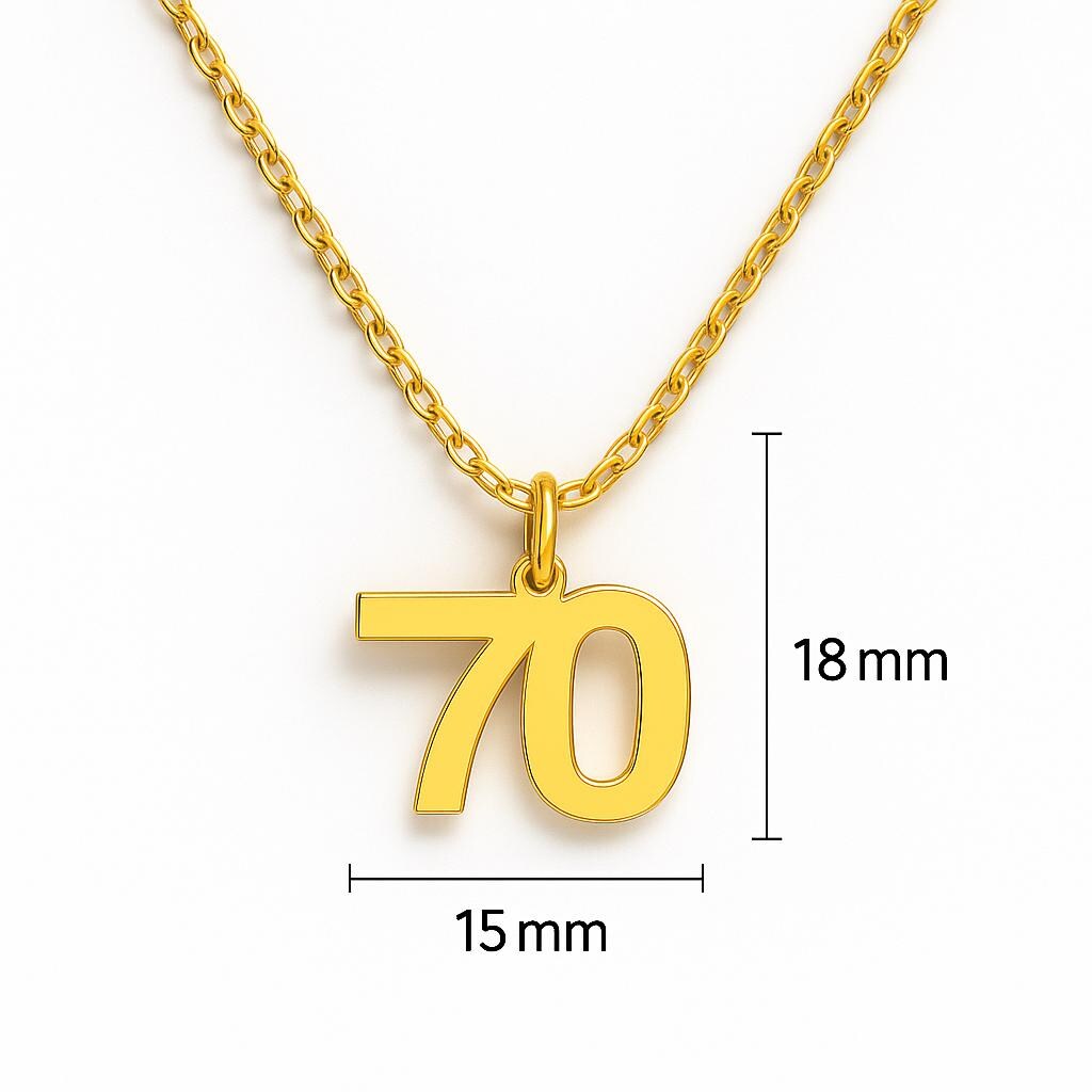 Personalized Number Necklace 0–99 – Custom Stainless Steel Pendant in Gold or Silver – Lucky Number Jewelry Gift – 15x18MM Birthday Necklace