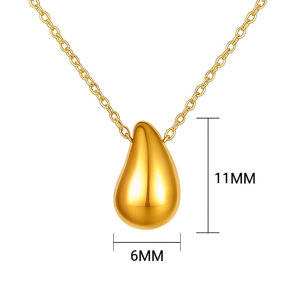 Minimalist Gold Teardrop Pendant Necklace | 14k Gold Plated Stainless Steel | Dainty Everyday Jewelry Gift for Her