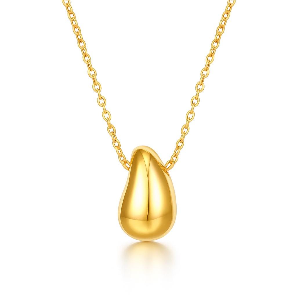 Minimalist Gold Teardrop Pendant Necklace | 14k Gold Plated Stainless Steel | Dainty Everyday Jewelry Gift for Her