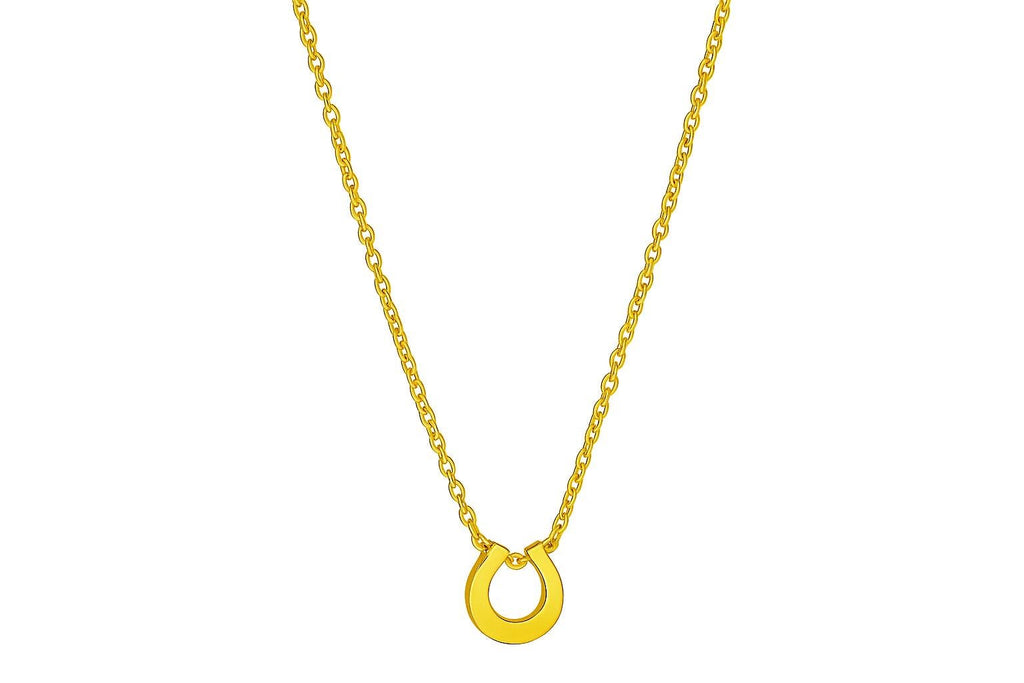 Delicate Gold Horseshoe Necklace – 14K Gold Plated Stainless Steel Pendant – Dainty Lucky Charm Jewelry – 9x10MM Horseshoe – Minimalist Neck
