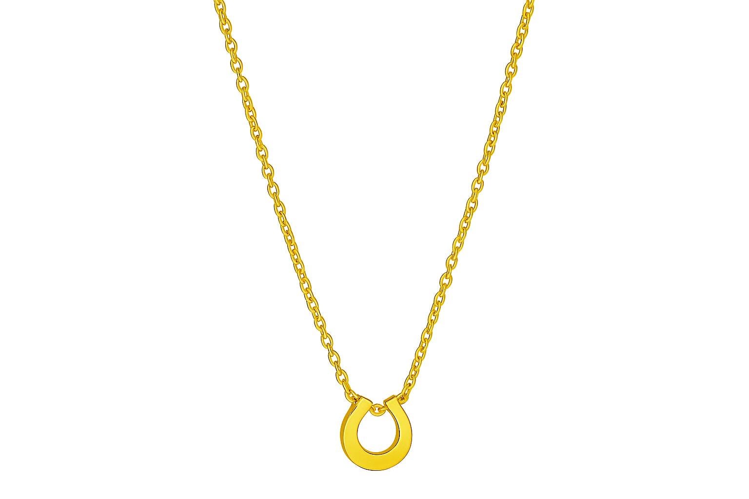 Delicate Gold Horseshoe Necklace – 14K Gold Plated Stainless Steel Pendant – Dainty Lucky Charm Jewelry – 9x10MM Horseshoe – Minimalist Neck