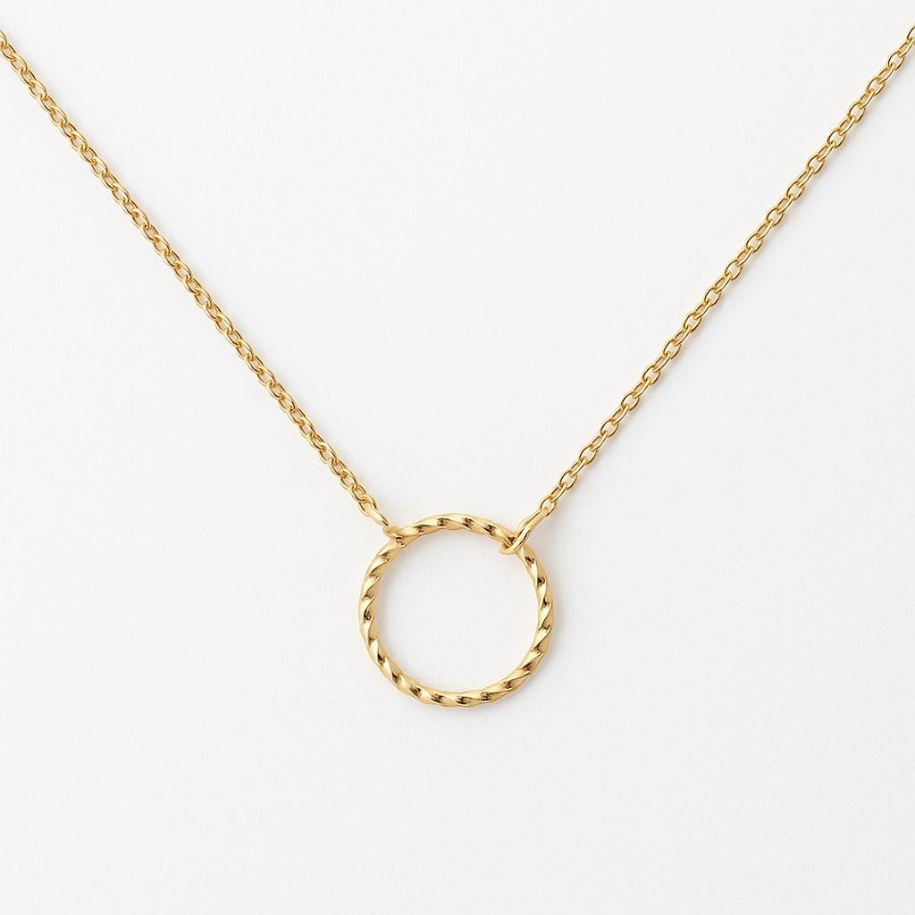 Minimalist Circle Karma Necklace – 14k Gold  Dainty Karma Pendant, Friendship Gift, Everyday Jewelry, Bridesmaid Necklace