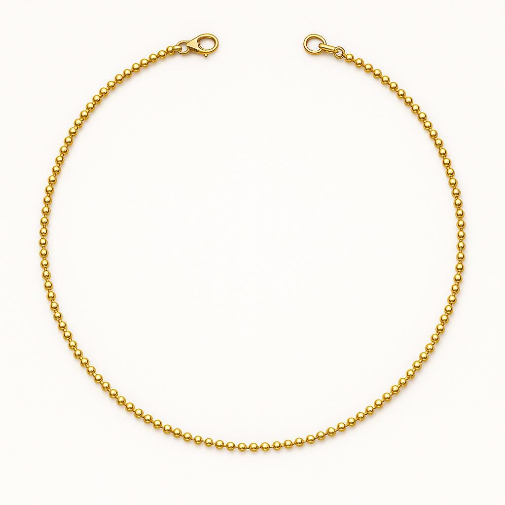 14K Gold Beaded Chain Necklace | Stainless Steel | 1.6mm or 2mm |  | Custom Length 11”–24” | Dainty Gold Chain | Minimalist Jewellery, gift