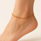 Delicate Gold Beaded Anklet • 14K Gold Plated Anklet • Dainty Ball Chain Anklet • Minimalist Ankle Bracelet • Custom Length • Gift for Her