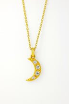 14k Gold Crescent Moon Necklace – Dainty Moon Pendant with Cubic zircon | Petite Gold Necklace for Women kids, Minimalist Jewelry Gift