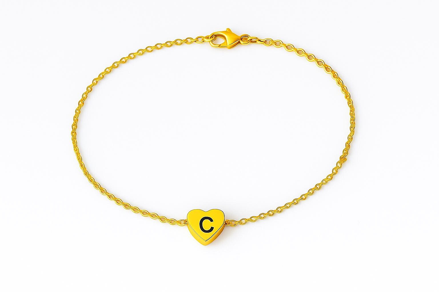 Personalized Gold Anklet with Heart Charm | Initial A-Z Letter Anklet | Custom Dainty Jewelry Gift | Adjustable Chain | Name Anklet uk