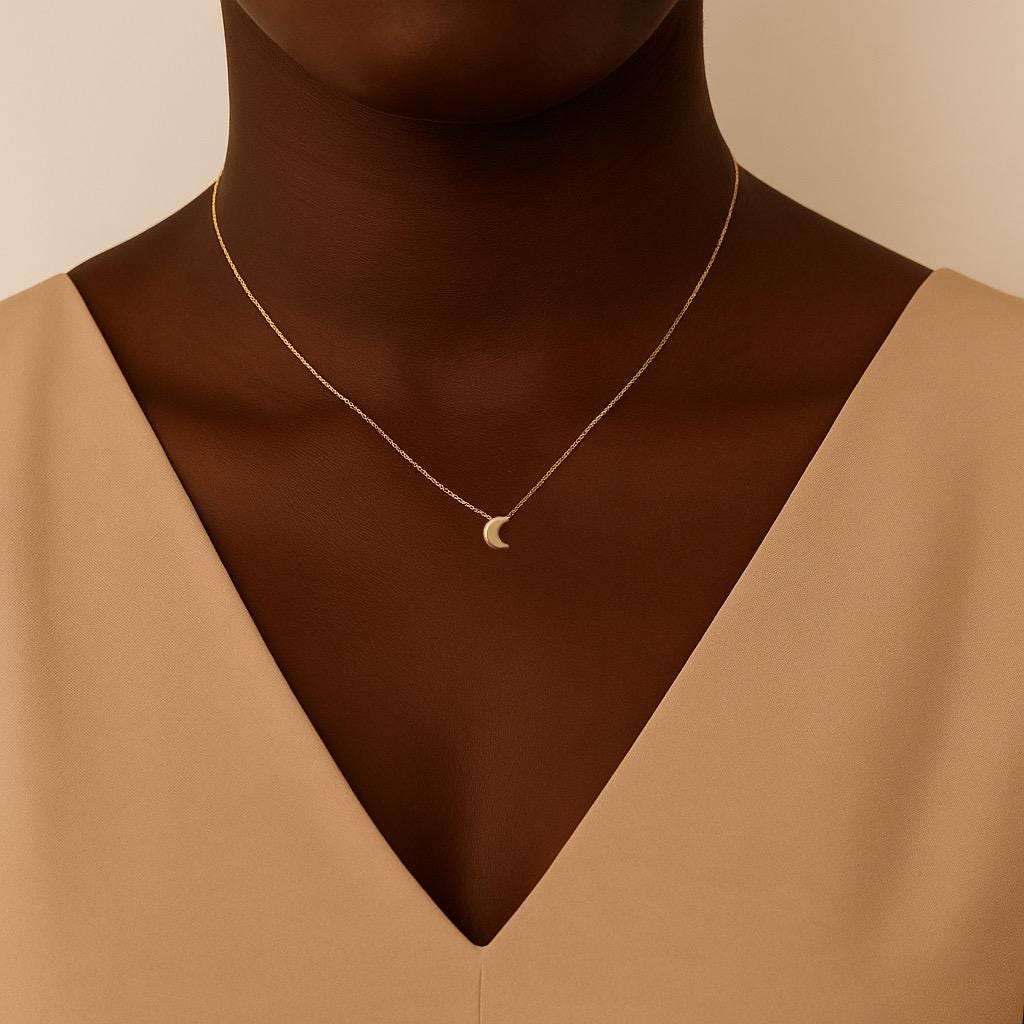 Minimalist Gold Crescent Moon Necklace – Dainty Moon Pendant, Tiny 6x8mm Charm, Everyday Jewelry, Gift for Her