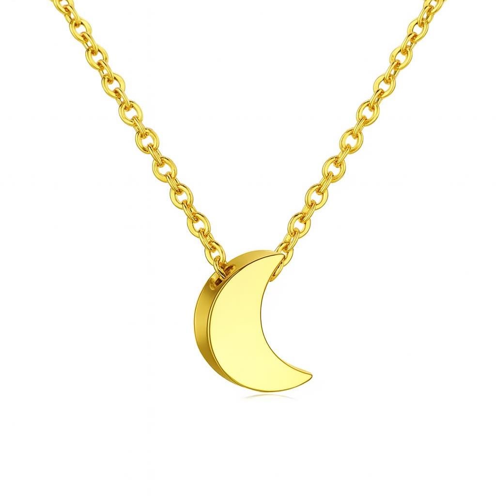 Minimalist Gold Crescent Moon Necklace – Dainty Moon Pendant, Tiny 6x8mm Charm, Everyday Jewelry, Gift for Her