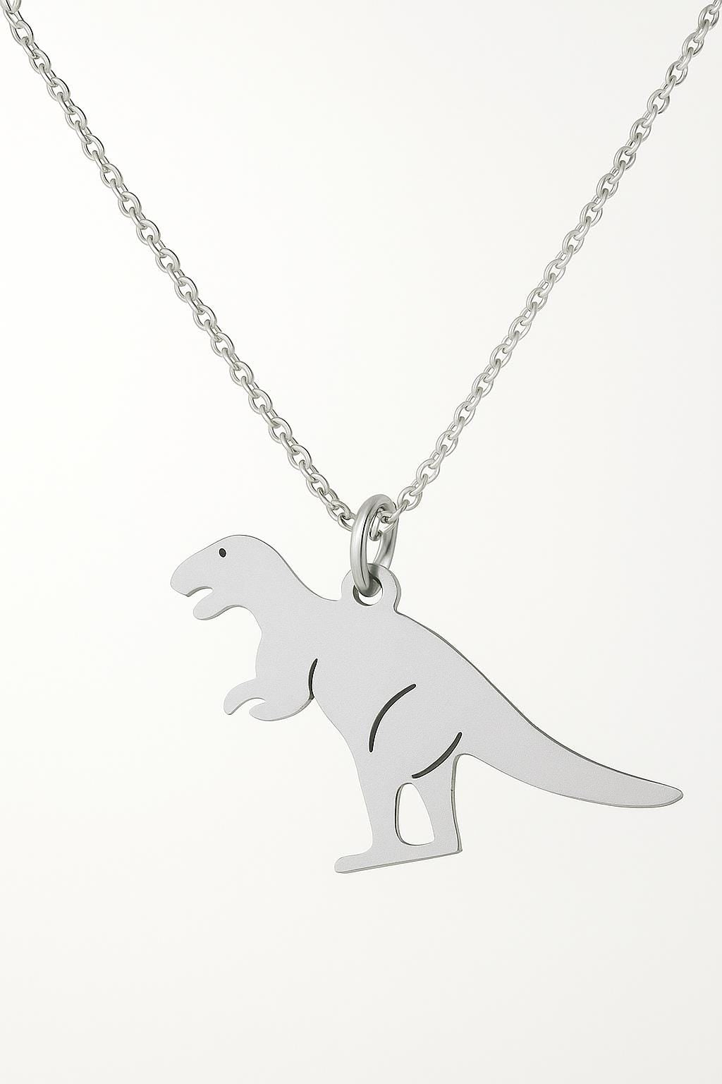 Minimalist T-Rex Dinosaur Necklace | Gold or Silver Dino Jewelry | Cute Animal Pendant Gift for Women | Jurassic Necklace | Tyrannosaurus UK
