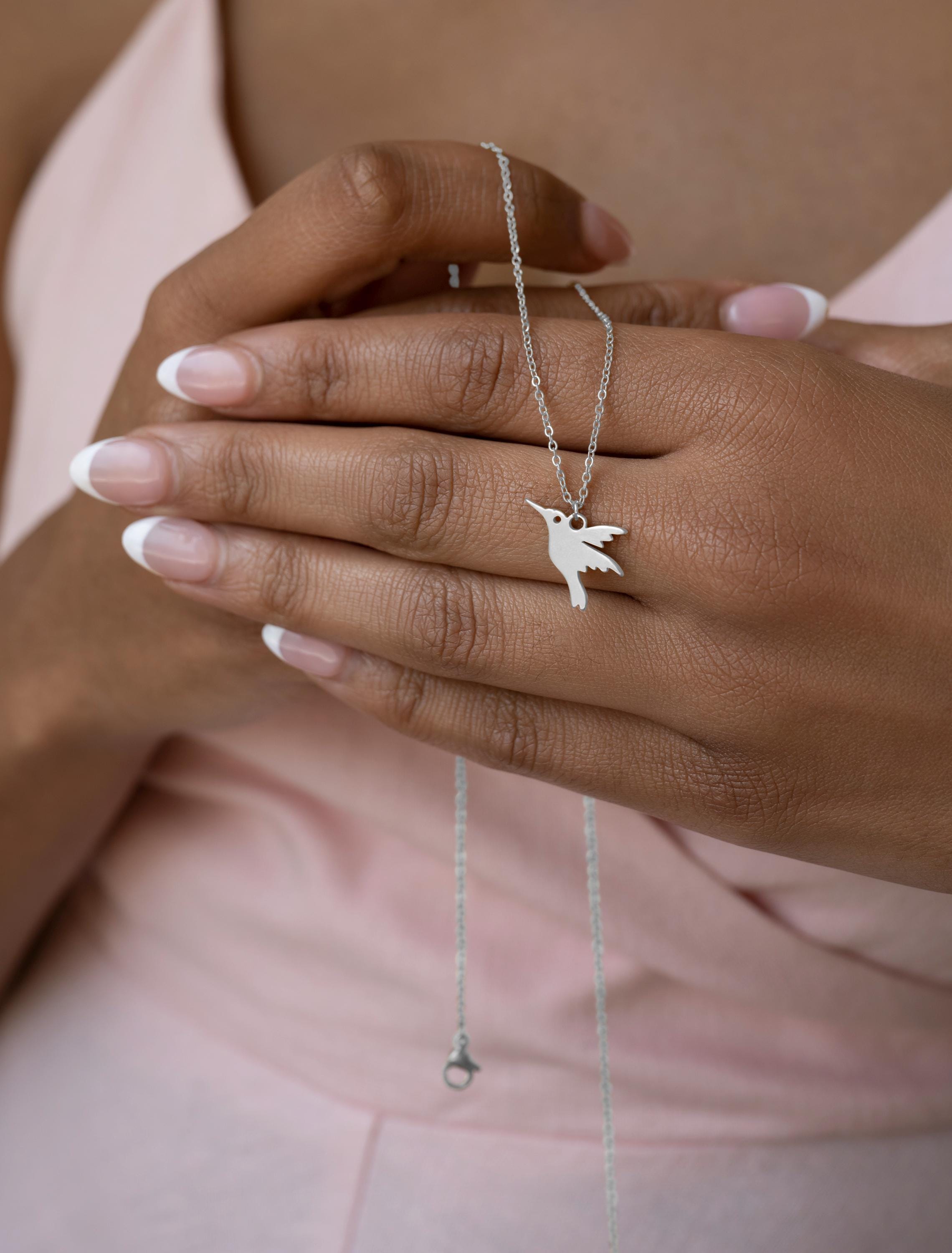 Hummingbird Necklace – Gold or Silver | Minimalist Bird Pendant | 14k Gold Over Stainless Steel | Symbol of Joy & Freedom | Gift for Her