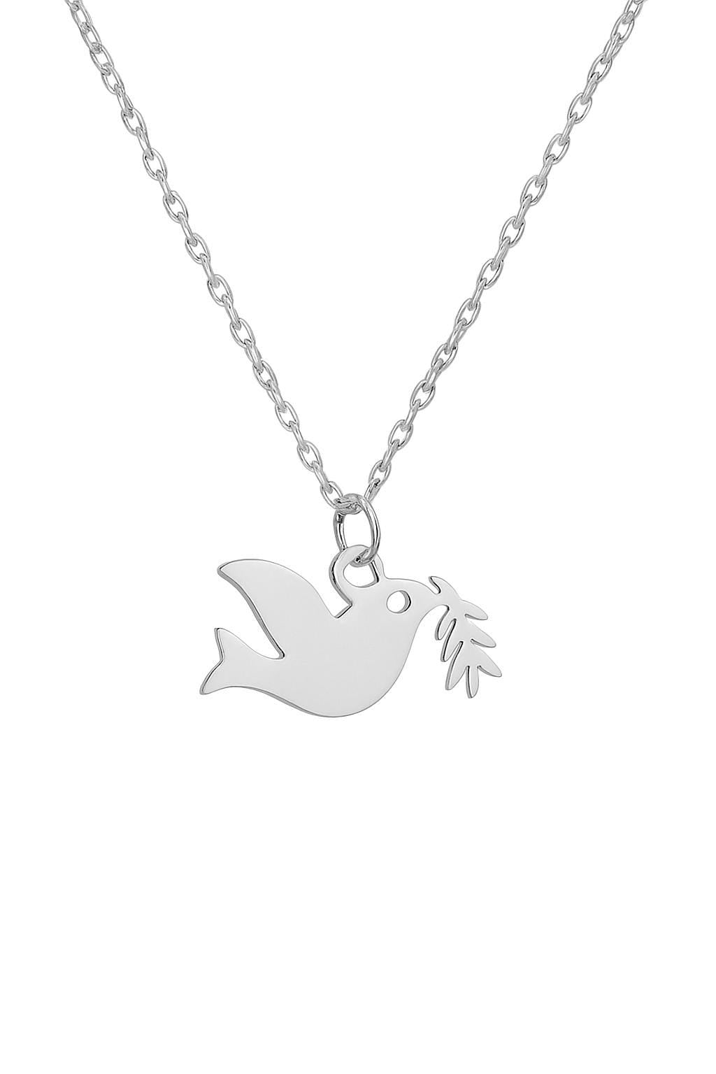 Minimalist 14k gold Dove Pendant Necklace – Olive Branch Peace Charm, Gold & Silver Bird Pendant | Christian Gift | Baptism Necklace uk