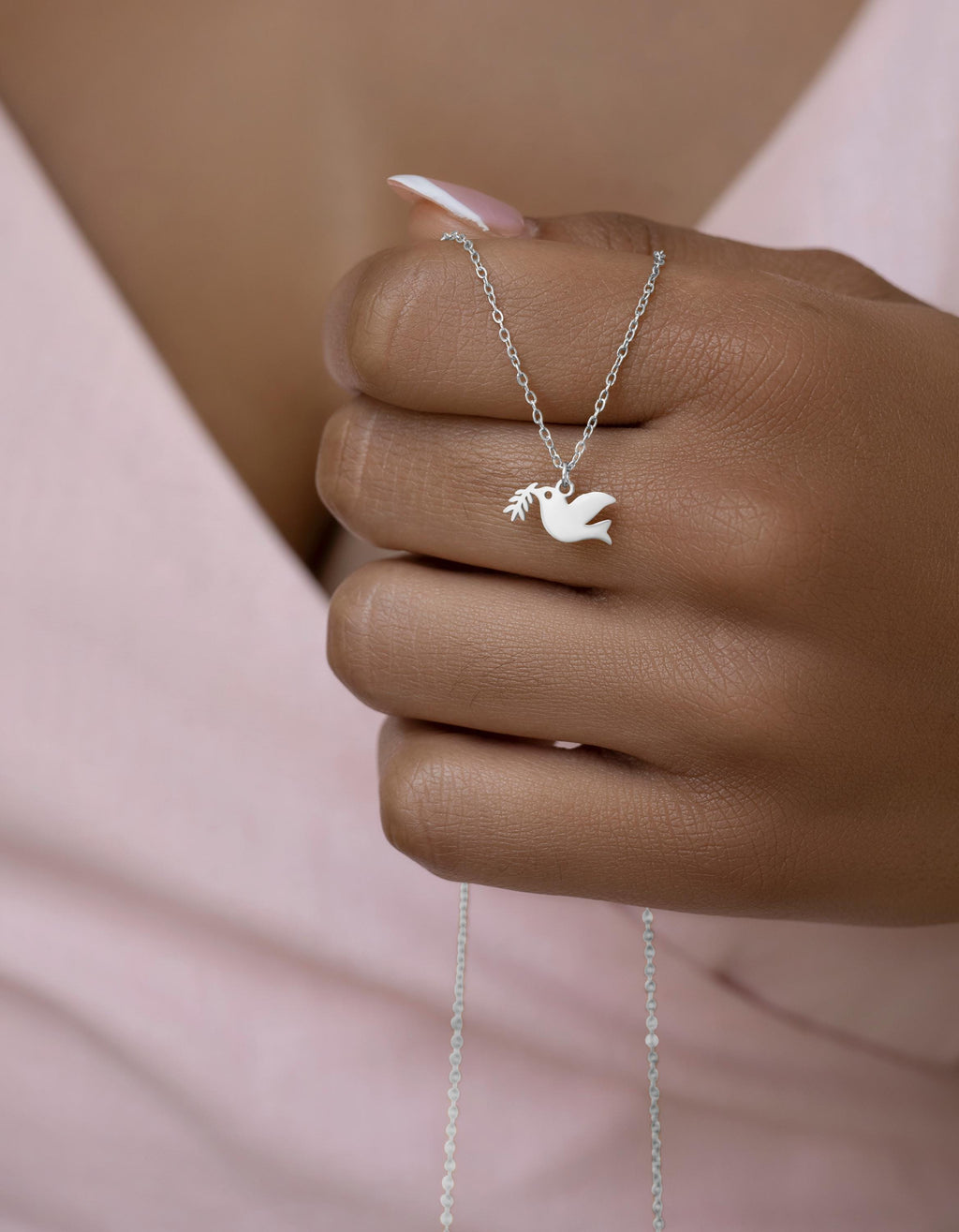 Minimalist 14k gold Dove Pendant Necklace – Olive Branch Peace Charm, Gold & Silver Bird Pendant | Christian Gift | Baptism Necklace uk