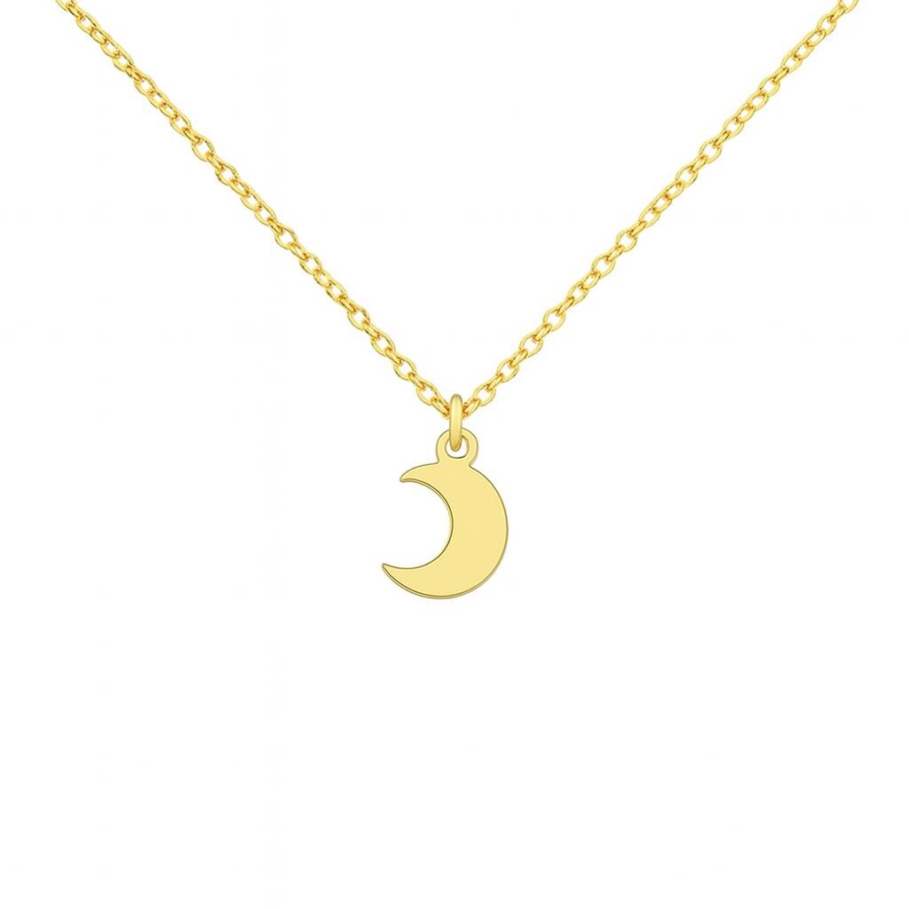 Petite 14k Gold Moon Pendant Necklace – Dainty Jewelry Gift for Her, Minimalist Gold Chain, Celestial Crescent Charm, Moon Phase Jewelry