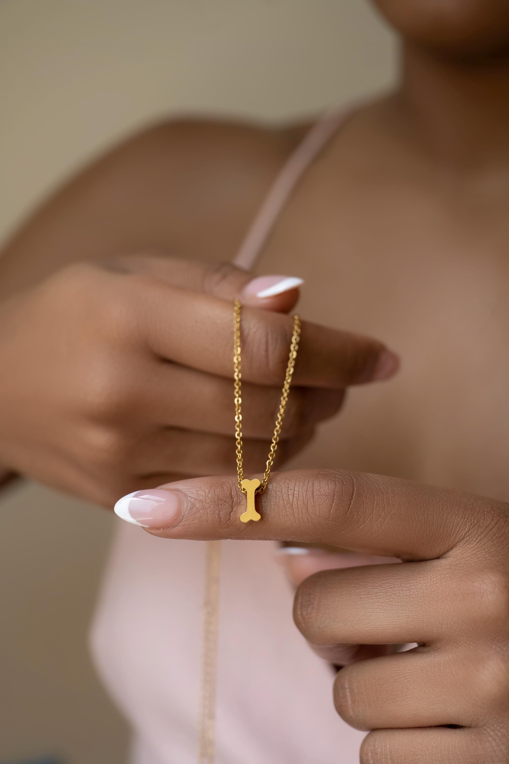 Minimalist Dog Bone Pendant Necklace | 14k Gold Plated | Gift for Dog Moms & Pet Lovers | Custom Length | Includes Pouch/ Dog Mom Gift uk