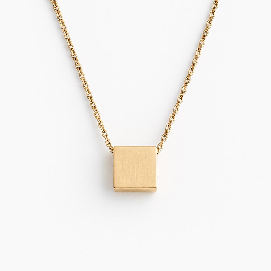 Minimalist Charm Necklace, Delicate 14k Charm Necklace, Elegant Square Necklace, Square Shape Necklace, 14k Stylish, Simple Jewelry Piece,