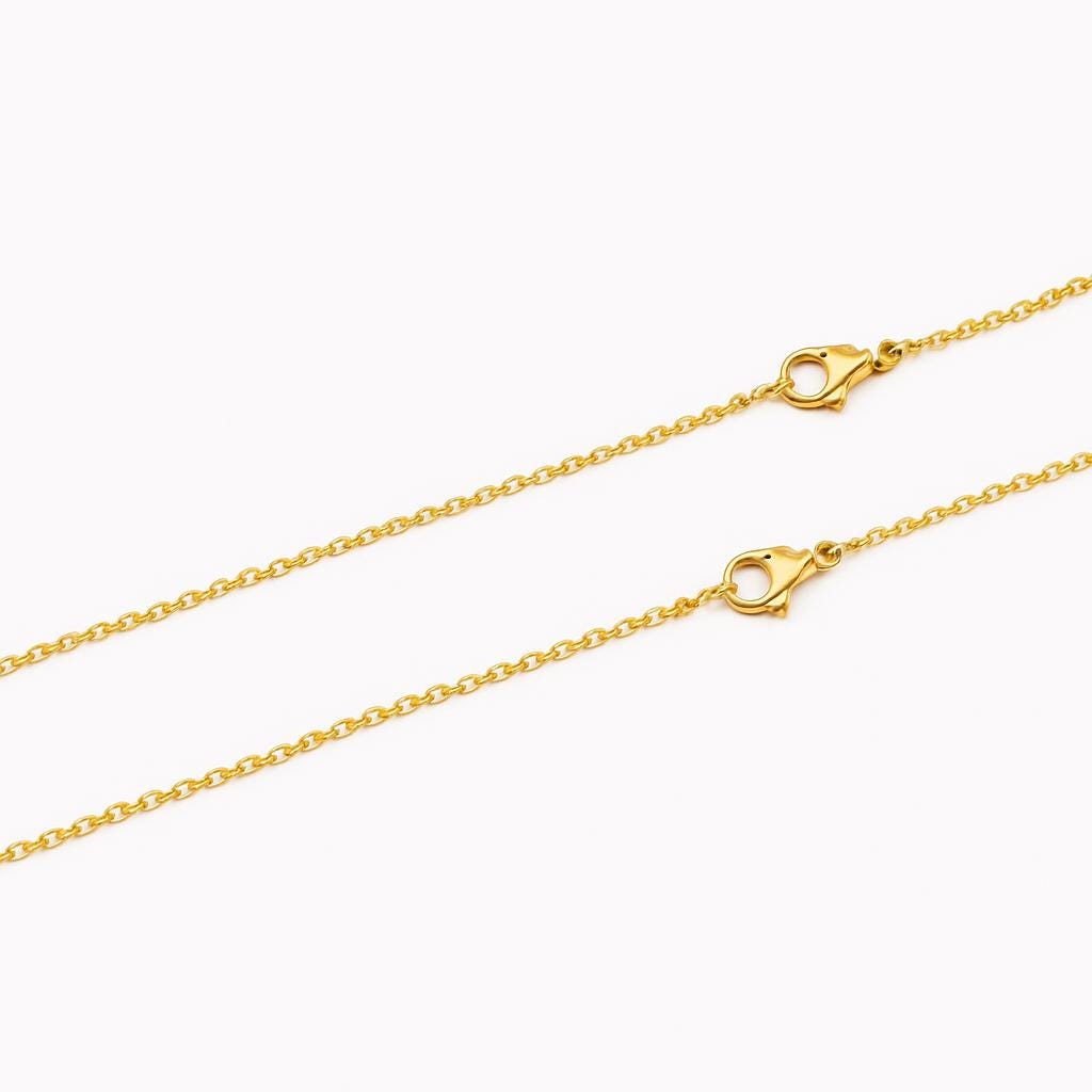 18K Gold Plated Cable Chain Necklace – Dainty Minimalist Gold Link Chain, Stainless Steel 1 mm & 1.5 mm, Custom 11″–30″, Non-Tarnish Layerin