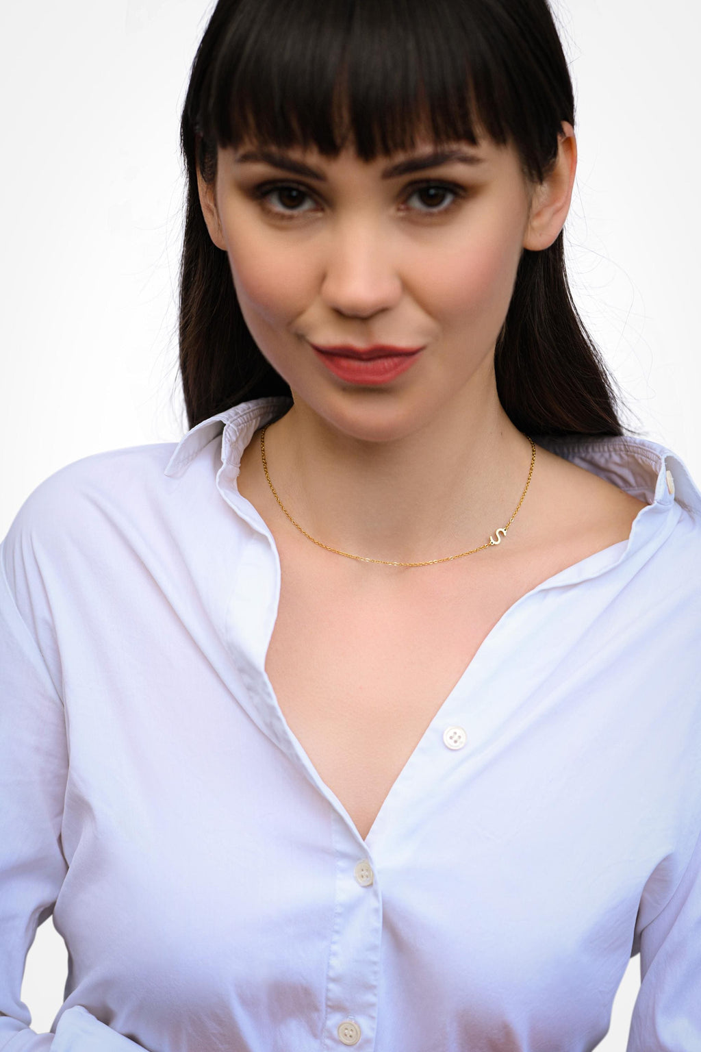 Custom Letter Necklace A-Z – 14K Gold Side Initial Choker, Dainty Personalized Gift for Women, Minimal Necklace, Everyday Jewelry