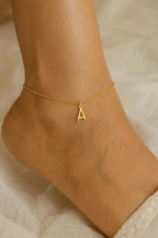 Personalized Gold Initial Anklet – 14K Gold Over Stainless Steel, Custom Letter A-Z, Minimalist Dainty Jewelry, Adjustable Chain 7”-12”inche