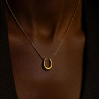 Modern Gold Horseshoe Necklace – 14k Gold Over Stainless Steel, Minimalist Lucky Charm Pendant, Dainty Snake Chain – 18” Gift for universal