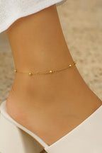 Minimalist Gold Beaded Anklet | 14K Gold Over Stainless Steel | Dainty Ankle Bracelet | Everyday Jewelry | Gift for Her | Adjustable Length