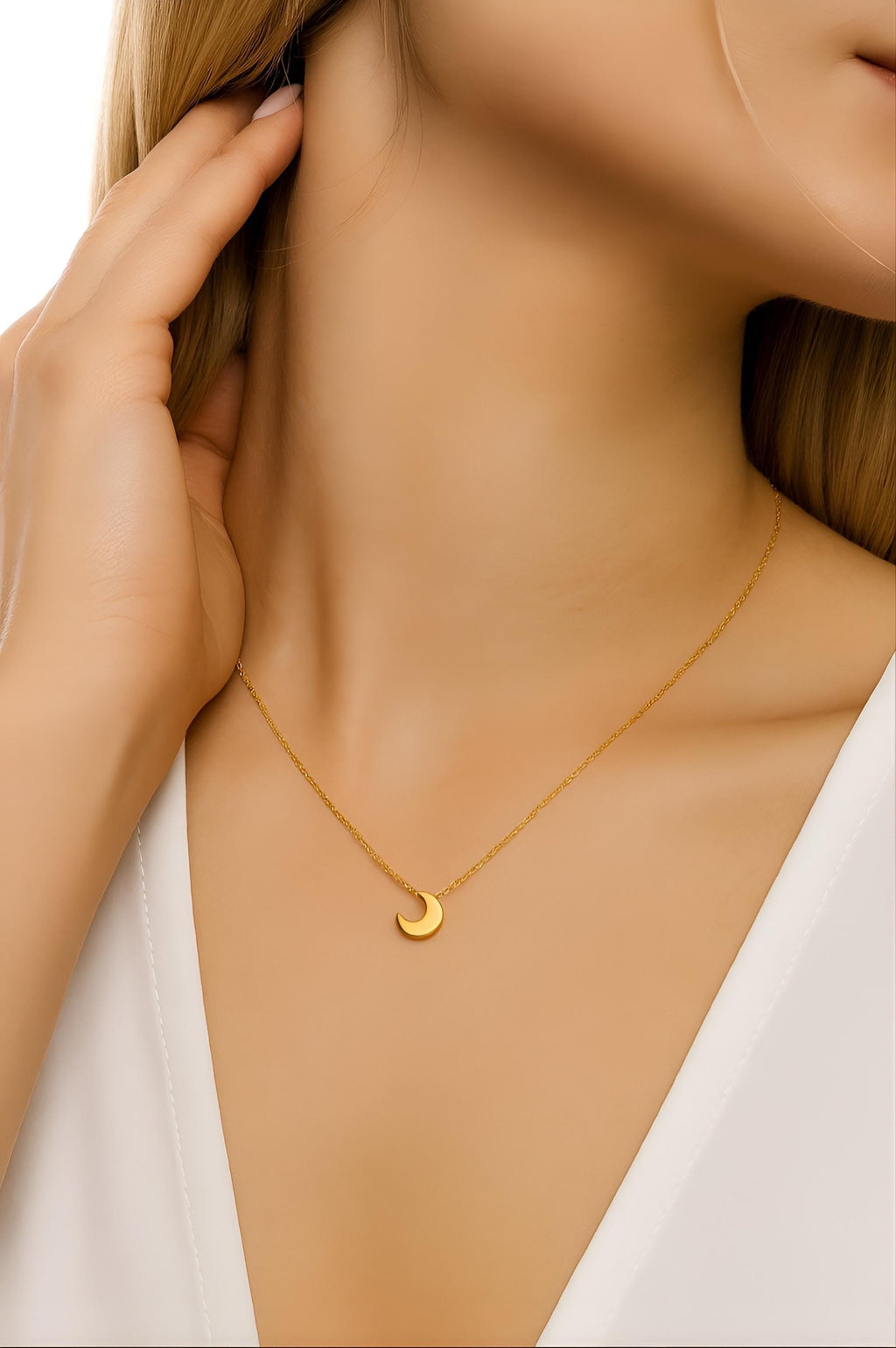 Crescent Moon Pendant Necklace – Minimalist Jewelry | Dainty Gold, Silver, or Rose Gold Crescent Charm | Everyday Necklace | Gift for Her