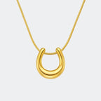 14k Gold Horseshoe Pendant Necklace: Stainless Steel Chain, Lucky Charm