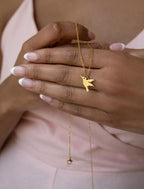 Hummingbird Necklace – Gold or Silver | Minimalist Bird Pendant | 14k Gold Over Stainless Steel | Symbol of Joy & Freedom | Gift for Her