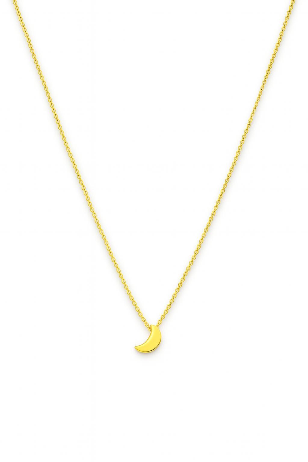 Dainty Gold Crescent Moon Necklace: 14k Plated Charm, Adjustable Chain
