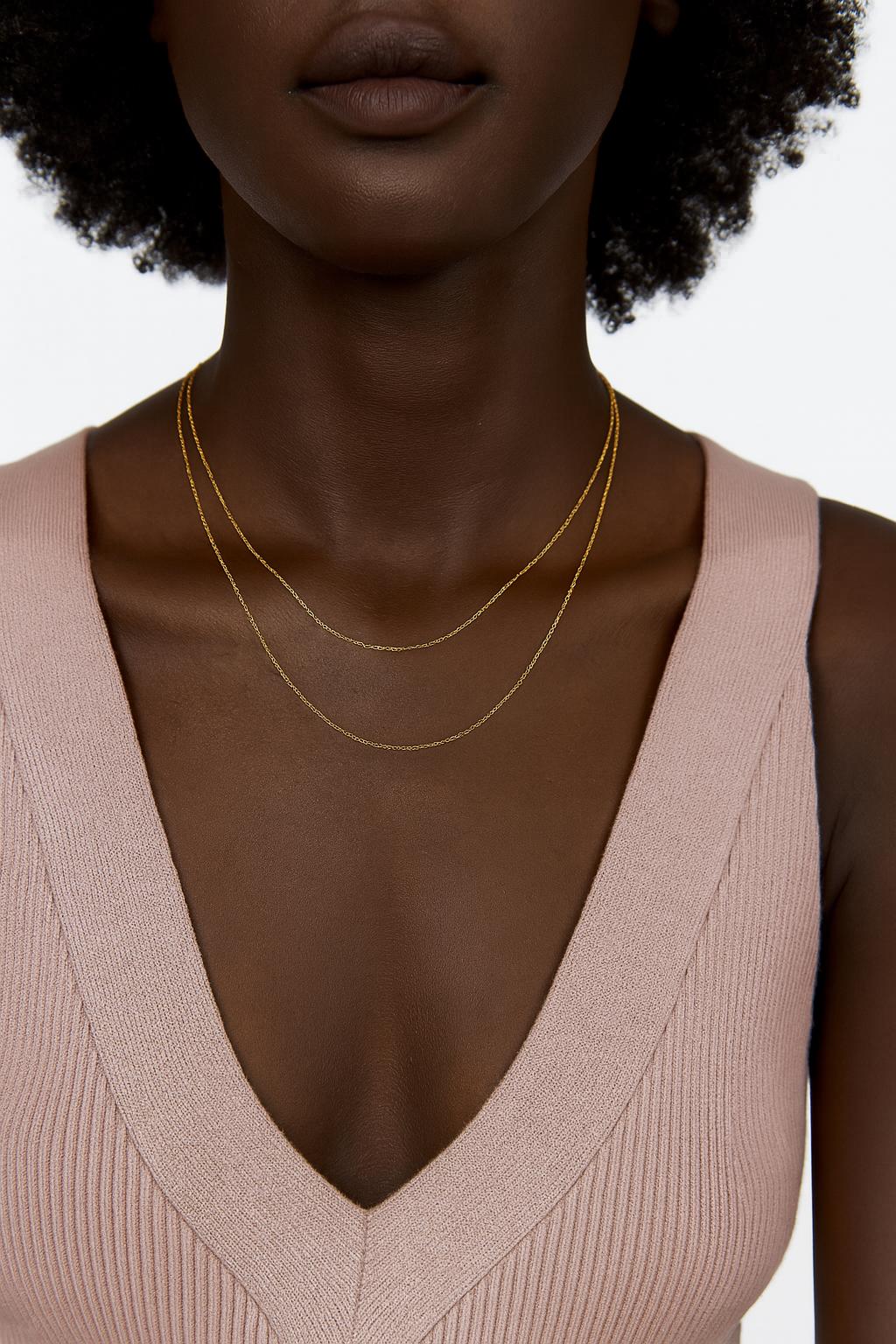 18K Gold Plated Cable Chain Necklace – Dainty Minimalist Gold Link Chain, Stainless Steel 1 mm & 1.5 mm, Custom 11″–30″, Non-Tarnish Layerin