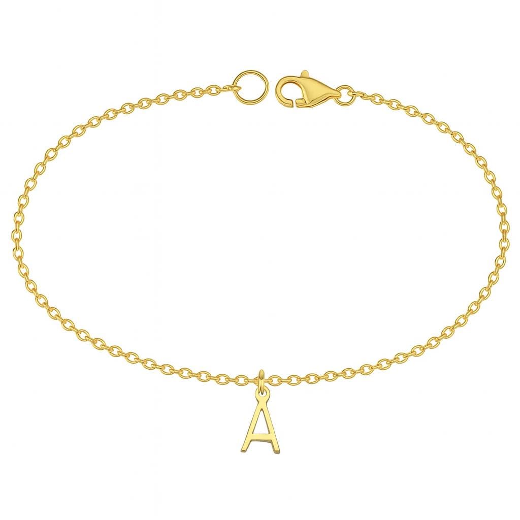 Personalized Gold Initial Anklet – 14K Gold Over Stainless Steel, Custom Letter A-Z, Minimalist Dainty Jewelry, Adjustable Chain 7”-12”inche